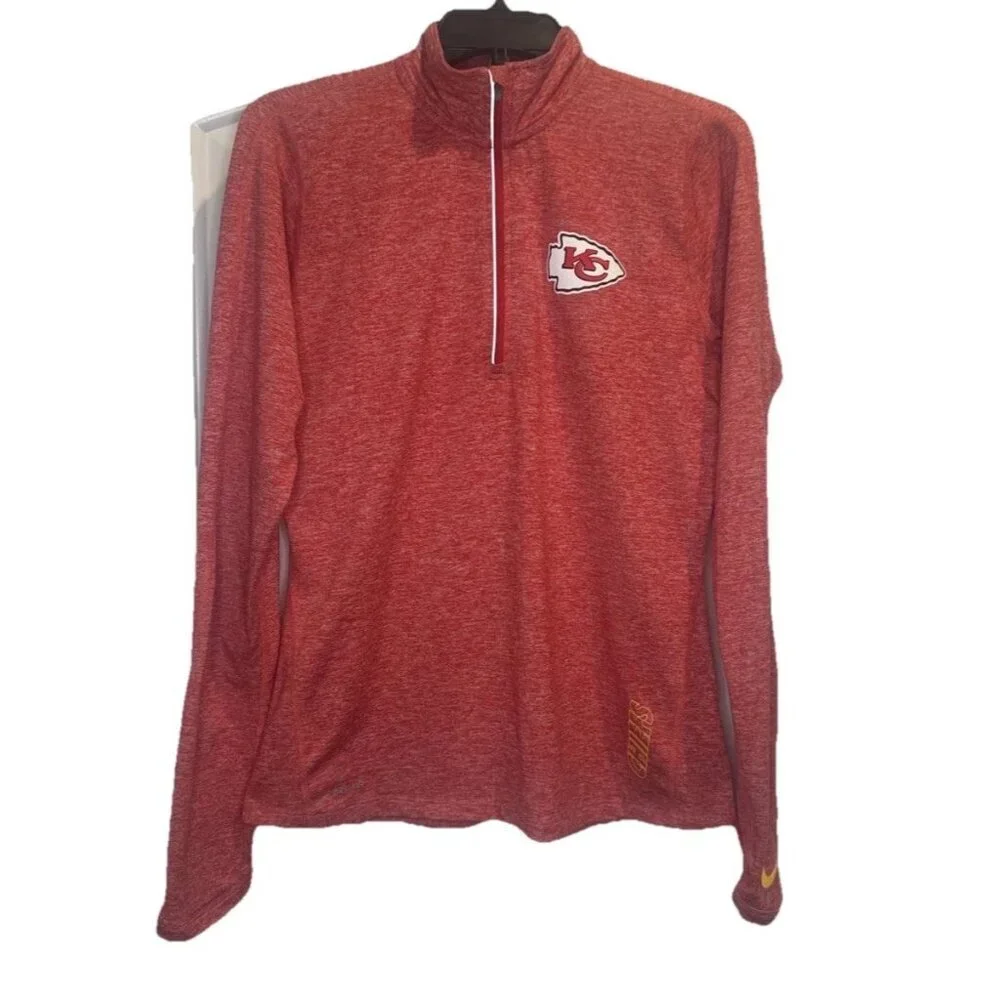 Team Apparel Nike Dri Fit Red‎ 1/4 Zip Kansas City Chiefs Long Sleeve Shirt Sz M